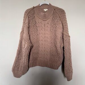 POL Textured Knit Sweater in Brown